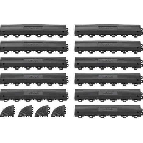 Kit Bordures de Finition pour Dalle de Sol Clipsable, 11 PCS, Rampe de Transition pour Sol de Garage, Modulaire et Emboîtable en PP, pour Zones Humides, Compatible avec Tapis de Drainage (1/5)