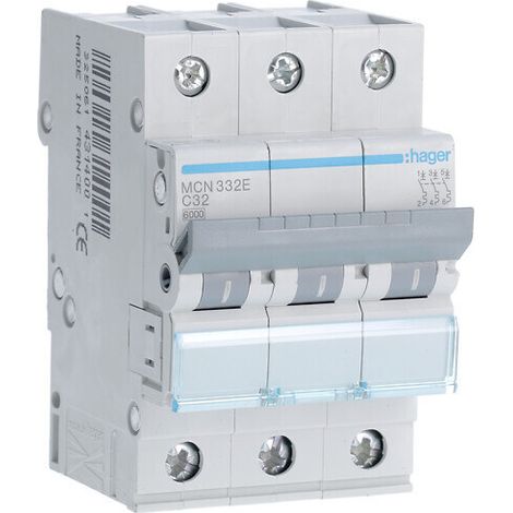 Interruttore automatico, 6kA, caratteristica C, 3 poli, 32A