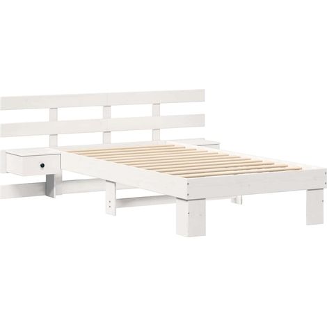 Lit simple,Lit adulte,Cadre de lit avec tiroir Blanc 80 x 200 cm Bois massif en pin CFW7492855 (1/5)