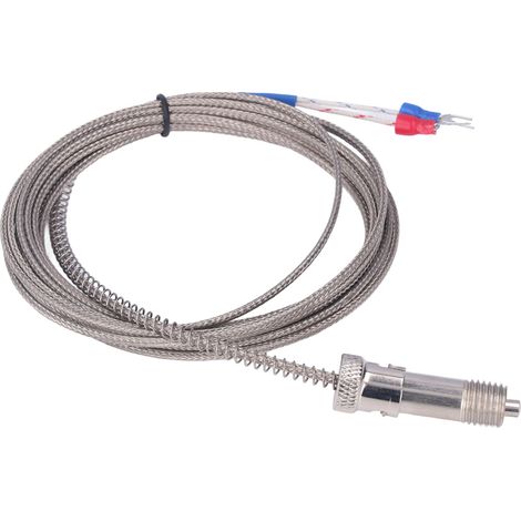 Thermocouple Type K avec Clip Ressort Inox, Sonde de Température M12 et Câble 3 Mètres