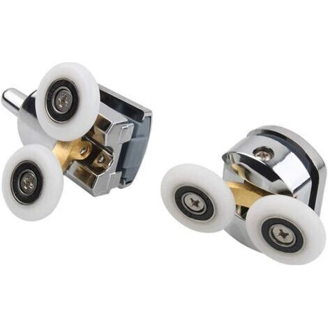 NALOOKAMIC Rouleau de porte de douche, 4 roulettes doubles pour porte de douche Roulettes Coulissantes Porte Roue de Remplacement pour Cabine de Douche(25mm) (1/4)