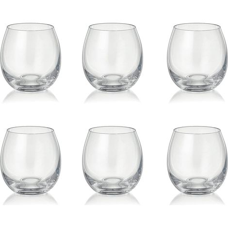 Lot de 6 verres à eau bas en verre transparent pour la table, gobelets de table 380 ml - PANGIVO (1/5)