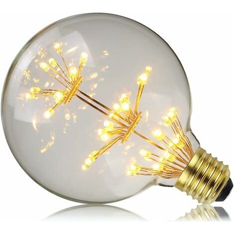 Lampadine LED vintage da 3W - Lampadina decorativa a forma di stella - 2200K - Giallo caldo - E27 (G95) - AquaForge (1/5)