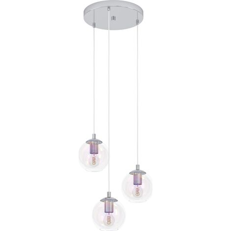 Lampadario Tondo Contemporaneo Ariscani 2 Acciaio Cromo Trasparente 3 Luci E27 (1/2)