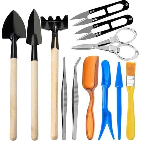 D'outils de Jardinage Mini Ensemble(12 Pcs),Kit d'outils pour Bonsai, Ensemble Complet d'outils, Adapté à la Plantation en Intérieur ou en Pot (1/4)