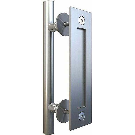 ensemble De Poignes Tirer Et Encastrer Pour Porte Coulissante Et Porte En Bois Avec Poignes Deux Cts (brushed Stainless Steel) (1/4)