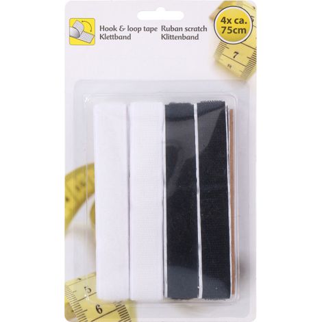 tesa Selbstklebendes Velcro-Band Schwarz 2x75 cm 4 Rollen