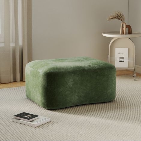 Ottoman 96x69x45 cm verde en terciopelo, sin montaje, estructura sin marco MEUBLIV (1/5)