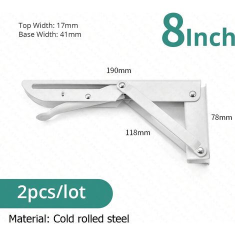 Supports d'étagère pliables (blancs, 20 cm), en acier inoxydable (2 pièces), adaptés aux camping-cars, gain de place. (1/5)