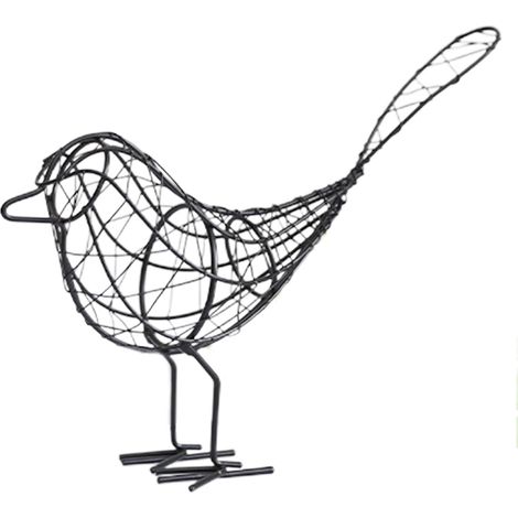 Decoración de jardín: Figura de pájaro pastor hecha de hierro forjado, fundida a mano, 23 cm × 20 cm × 6 cm, blanco, negro, amarillo, suministrada por ManoMano. (1/5)