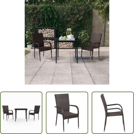 vidaXL Chaises de jardin - Ensemble à manger de jardin 3 pcs Marron et noir (1/5)