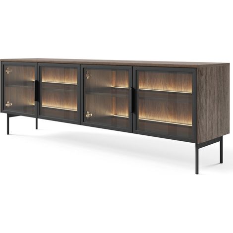 Selsey Lumi - TV-Board mit Glasfronten und LED, Eiche Dunin, 181 cm (1/5)