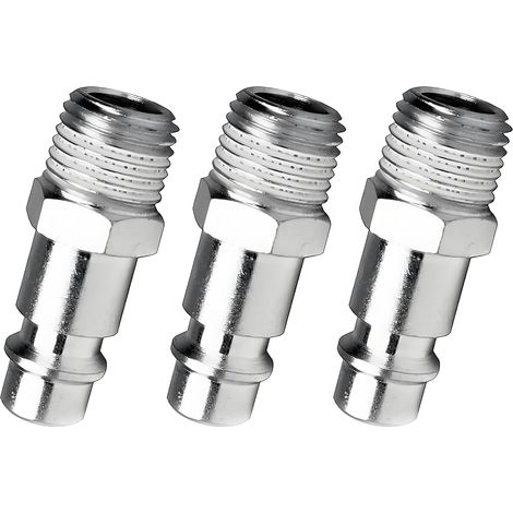 3 Pièces Raccord Rapide Mâle 1/4" Euro Conique Kit Coupleur Pneumatique pour Air Comprimé, Compatible Compresseur et Tuyaux Industriels (1/5)