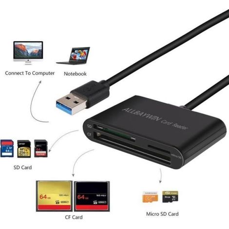 Hub USB,Lecteur de carte mémoire SD USB 3.0,adaptateur flash compact pour CF-SD-TF Micro SD-Micro Card [D190370477] (1/4)