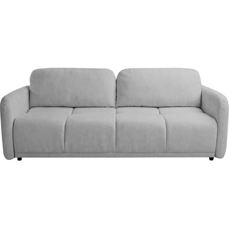 DANA - Canapé droit convertible tissu lisse 3 places Gris clair (1/5)