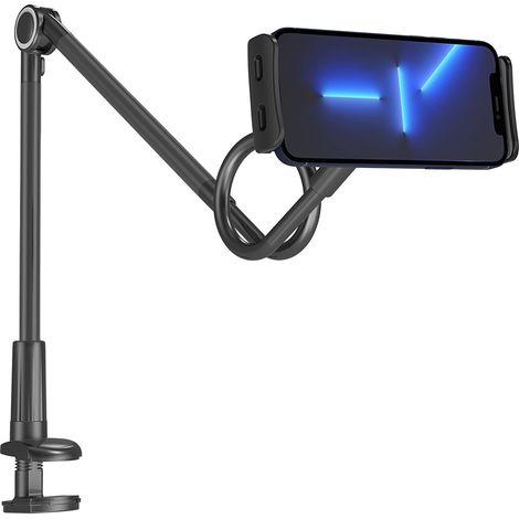 Lange, flexible Tischhalterung für Telefon und Tablet, schwarz (1/5)