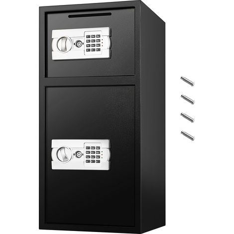 Mophorn Caja Fuerte de Seguridad con Llave de 75 x 34 x 34 cm, Caja de Seguridad Digital con Cerradura de Seguridad BXG--052, Caja Fuerte Digital de Hierro Fuerte de 33 ", Diseño 2 en 1 Negro