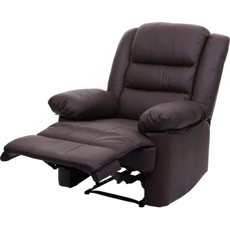 Poltrona relax reclinabile TV HHG-841 regolabile vera pelle ecopelle marrone