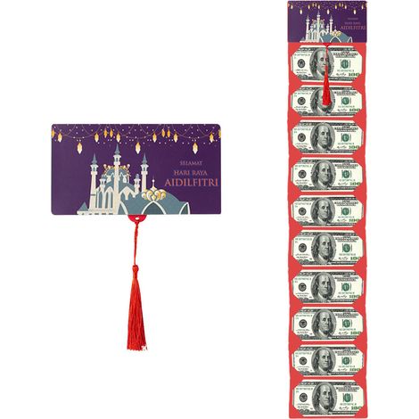 (Emplacements pour cartes violets) (10 emplacements pour cartes) Enveloppe pliante rouge verte malaisienne avec fente pour carte coulissante créative - Enveloppe d'anniversaire (1/2)