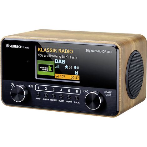 Radio de table DAB+ FM avec télécommande – Verrouillage clavier – Fonction réveil – Design en bois moderne – Albrecht