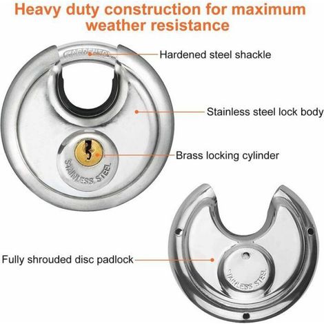 Cadenas Circulaires - Acier Inoxydable 70 mm - Pour Casiers Garages Remorques - Lot de 4 (1/4)