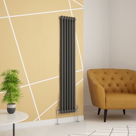 WarmeHaus Traditional Radiator Anthracite Double Panel 1500x290mm