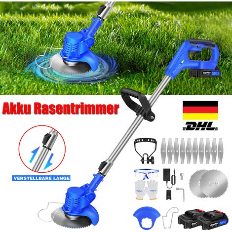 Elektro Akku-Rasentrimmer mit 2 Akku und Ladegerät Freischneider Motorsense (1/5)