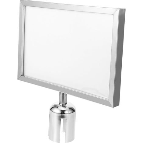 Support Affiche Acier Inoxydable Cadre Portrait Détachable pour Poteau de Barrière Présentoir Panneau de Signalisation Commercial pour File Attente et Sécurité (1/5)