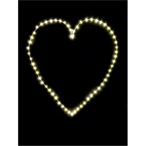 CUORE 50 CM  LED BIANCO CALDO BATTERIE DA INTERNO