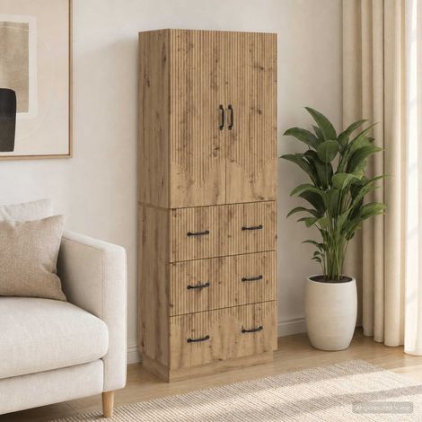 Ensemble de meubles de rangement 2 pièces en bois d’ingénierie, chêne artisanal, 66 x 34,5 x 87 cm - PANGIVO (1/5)