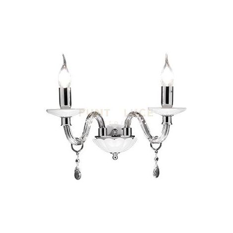 APPLIQUE LIVIA 2 LUCI BIANCO- TRASPARENTE E CROMO ATTACCO E14 L.35CM
