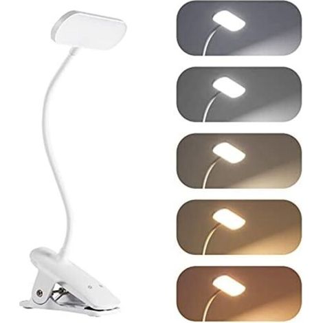 Wiederaufladbare kabellose LED-Schreibtischlampe, Klemmleuchte mit 36 LEDs, Leselampe mit 5 Farbtemperaturen und 5 Helligkeitsstufen (1/4)