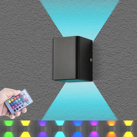 LED-Wandleuchte für den Innenbereich mit Fernbedienung, 5W Aluminium-Wandleuchte, 16 Lichtfarben, geeignet für ein Schlafzimmer, schwarz.