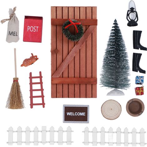 Kit de Porte de Fée de Noël Miniature en Bois pour Maison de Poupée - 1/12 et 1/6 (1/5)