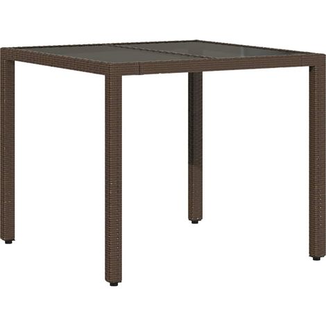 Maison Exclusive - Tavolo da Giardino Piano in Vetro Marrone 90x90x75cm Polyrattan