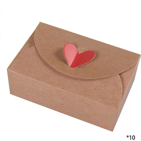 Boîte En Forme De Cœur - Boîte À Bonbons En Papier Rouge - Pour Faveurs De Fête Et Petits Cadeaux - 10 Pièces (1/5)