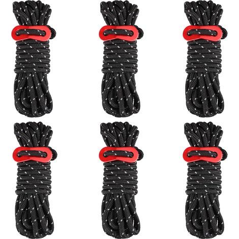 Cordon de serrage réfléchissant de 4 mm pour tente, corde de guidage de bâche de 4 m/13 pi avec tendeur en aluminium, convient pour ranger et fixer les auvents et hamacs de camping. (1/5)