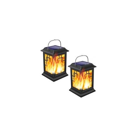 Set mit 2 Solar-Außenlaternen mit realistischem Flammeneffekt, IP65 wasserdicht - Crezuo
