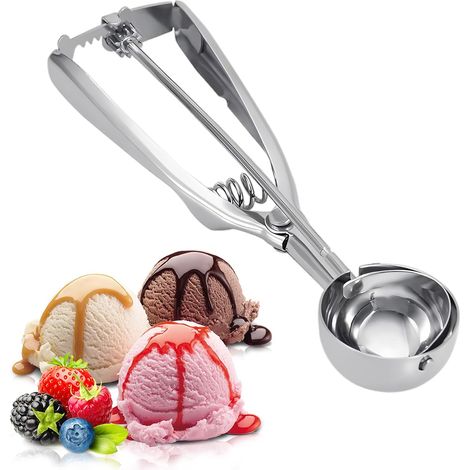 Eisportionierer Edelstahl, Eislöffel Portionierer für Eiscreme und Desserts, Eiskugelportionierer mit 40 mm Durchmesser, Vielseitiger Eisportionierer Klein für Küche und Eiscreme Geschäft (1/5)