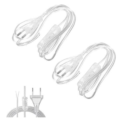 DIY Type C European Plug Euro Power Cable with Switch Transparent 2 Pin Electrical Extension Cord Lamp Cable with Switch 230 V for DIY Lighting Fixtures (1/5)