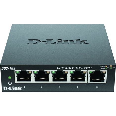 D-Link DGS-105 Unmanaged L2 Gigabit Ethernet (10/100/1000) Schwarz
