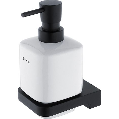 Céramique Distributeur De Savon, Avec Fixation Noire Mate,maya Nimco (1/5)