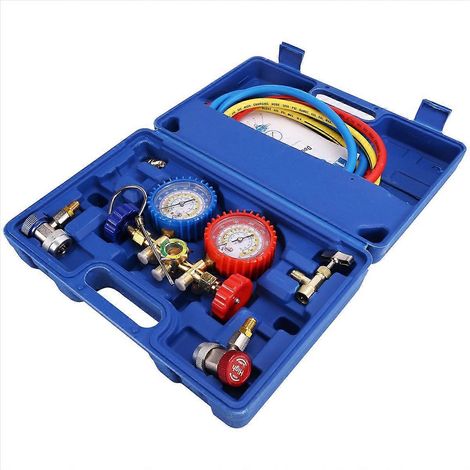 Manomètres AC R134a R12 R22 R502 Robinet de perforation automobile 3 voies Kit de réfrigérant (1/5)