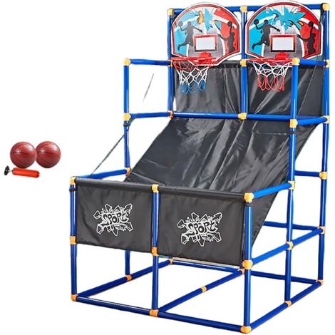 Panier de basket-ball pour enfants à 2 joueurs, hauteur réglable, ensemble de jeu pour intérieur et extérieur (1/3)