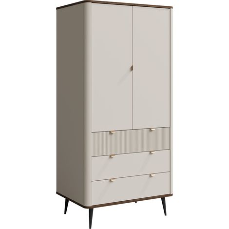 Armario Lufela 100, Cachemira + Nogal, 191x90x60cm, Puertas de armario: Con bisagras, Número de estantes: 0 (1/3)