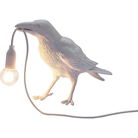 Lampe oiseau en résine corbeau avec éclairage LED, applique murale pour chambre ou salon - Blanche (1/5)