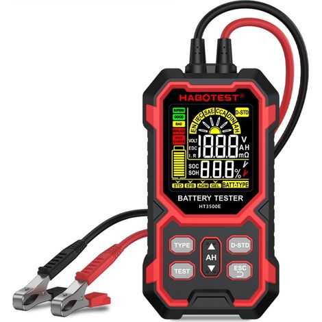 Probador de baterías 0-24V, mide la resistencia interna ±1% para baterías de plomo-ácido, litio y AGM - para automóviles, motocicletas y vehículos. (1/5)