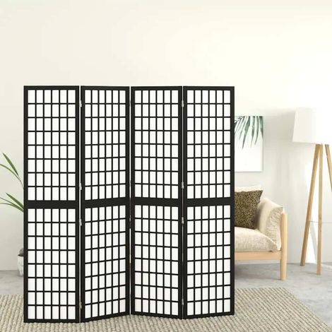 Cloison de séparation pliable 4 panneaux 160x170 cm Noir (1/5)