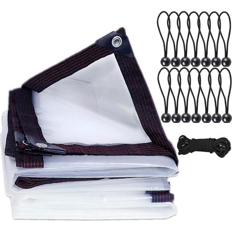 Bâche Imperméable Transparente Avec Œillets - Protection Contre la Pluie et le Vent - Multi-Usages pour Balcon, Serre de Jardin, Chantier - Avec Tendeurs (1/5)