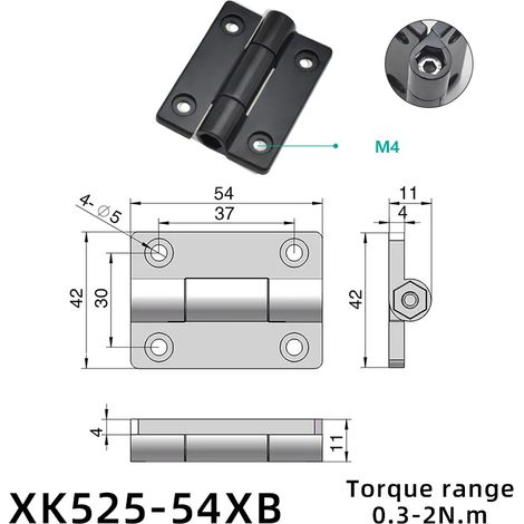 (XK525-54XB) 2 charnières à clapet pour porte pliante, amortisseur de torsion, en plastique et alliage de zinc, butée de positionnement réglable, tampon de couple (1/5)
